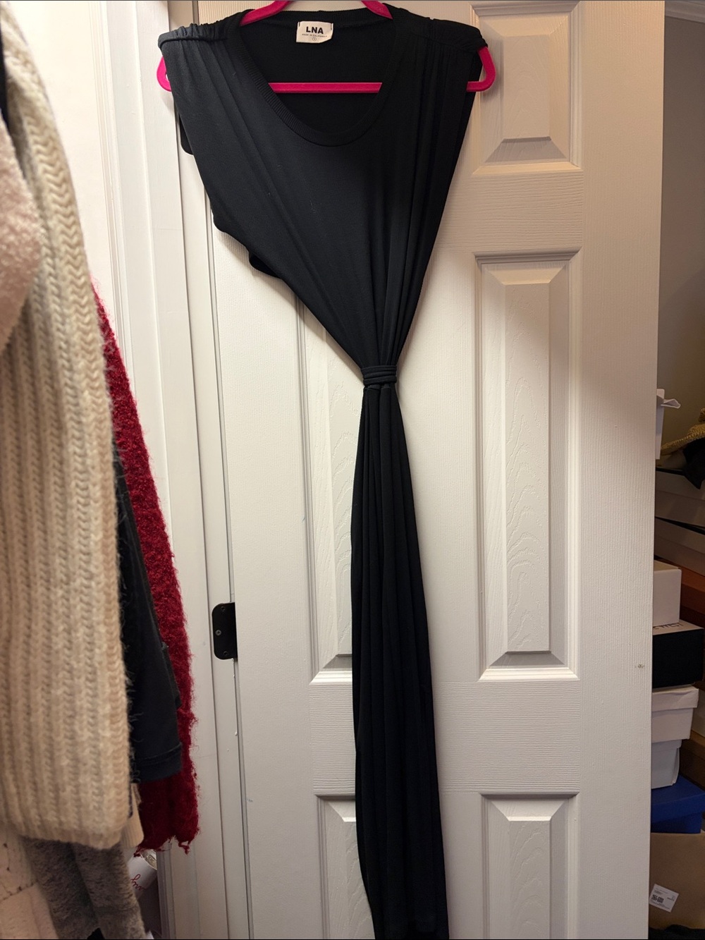 LNA Black Knotted Front Jumpsuit